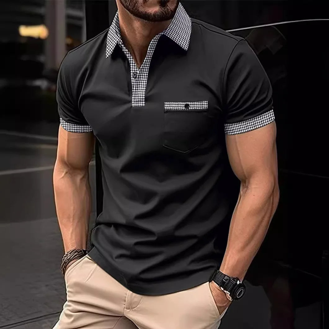 Cross-border summer fast-selling Amazon men's short-sleeved POLO shirts button-down color men's sports POLO shirts