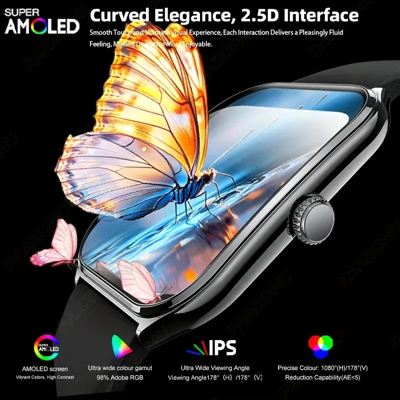 New Ultra Thin Smart Watch men 1.96" AMOLED 360*360 HD Pixel Display Always Show Time Call Reminder Smartwatch Ladies For huawei