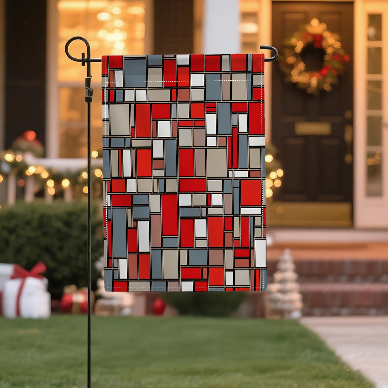Festive Floral Design Double-Sided Linen, 12x18 Inches, Home Outdoor Yard Holiday Party Decorations (Flag Pole Not Included)