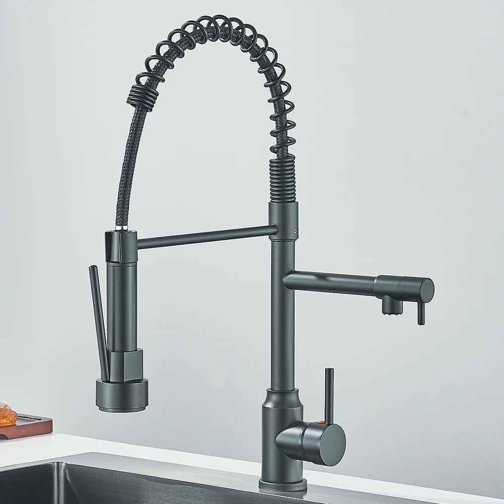 Pull Down Spring Kitchen Faucet Single Lever Hot Cold Mixer Water For Kitchen Sink Dual Spout Nozzle Faucets Crane - You Offer