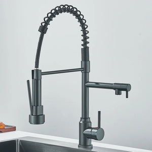Pull Down Spring Kitchen Faucet Single Lever Hot Cold Mixer Water For Kitchen Sink Dual Spout Nozzle Faucets Crane - You Offer