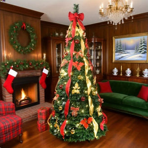 6-Foot Quick-Assembly Realistic Christmas Tree Sturdy Plastic/Metal Base - Easy to Set Up for Home, Office, And Party Use.