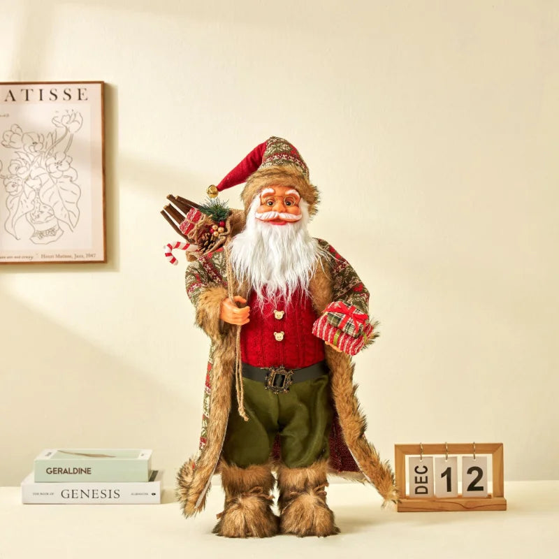 60cm Large Santa Claus Merry Christmas Decorations for Home Happy New Year 2023 Fabric Knitting Clothes Doll Window Decor
