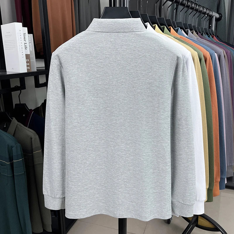 100% pure cotton men's trendy luxury brand autumn long sleeved polo shirt designer teddy bear embroidery business casual T-shirt