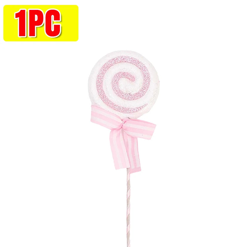 20/1x Christmas Candy Cane Ornaments Plastic Glitter Xmas Tree Hanging Pendants Twisted Crutch Candy Canes New Year Party Favors