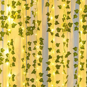 Vine Hanging Garland String Light Artificial Lvy LED StringLight for Bedroom Party Garden Wall Room Battery Powered