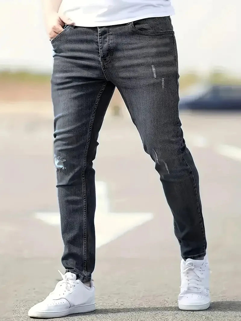 Mens Jeans Casual Skinny Pants Stretch Denim Trousers Male Slim Fit Straight Pants Fashion Jeans Soild Pencil Pants Man Clothing - You Offer