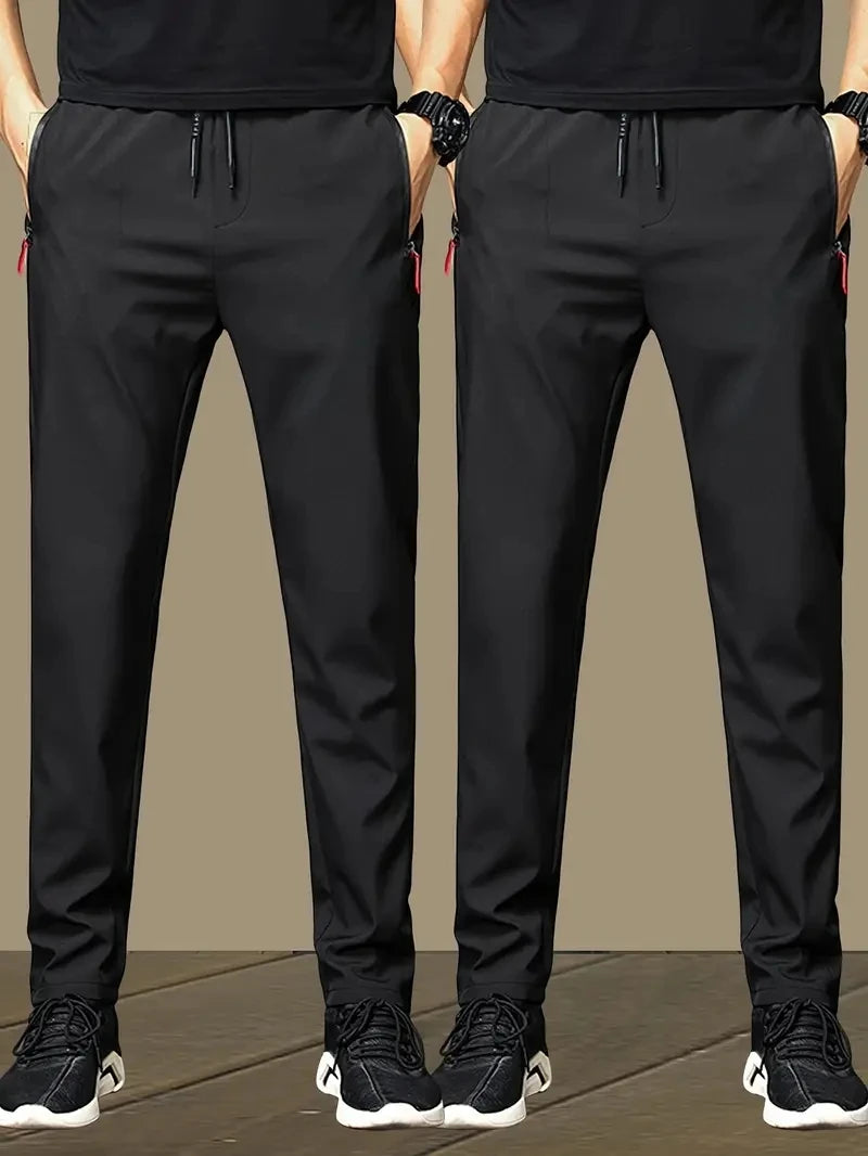 2-Pack Men's Casual Pants Stretch Elastic Waist Jogger Korean Classic Blue Black Gray Male Brand Trousers Plus Size - You Offer