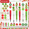 6PCS Christmas Grinch Theme Creative DIY Bead Pen Set, Office and Study Supplies Birthday Gift