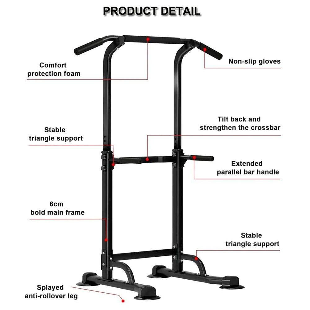 Power Tower Pull Up Bar Station Pull-Up Rack Dip Station for Home Gym Strength Training Equipment Height Adjustable