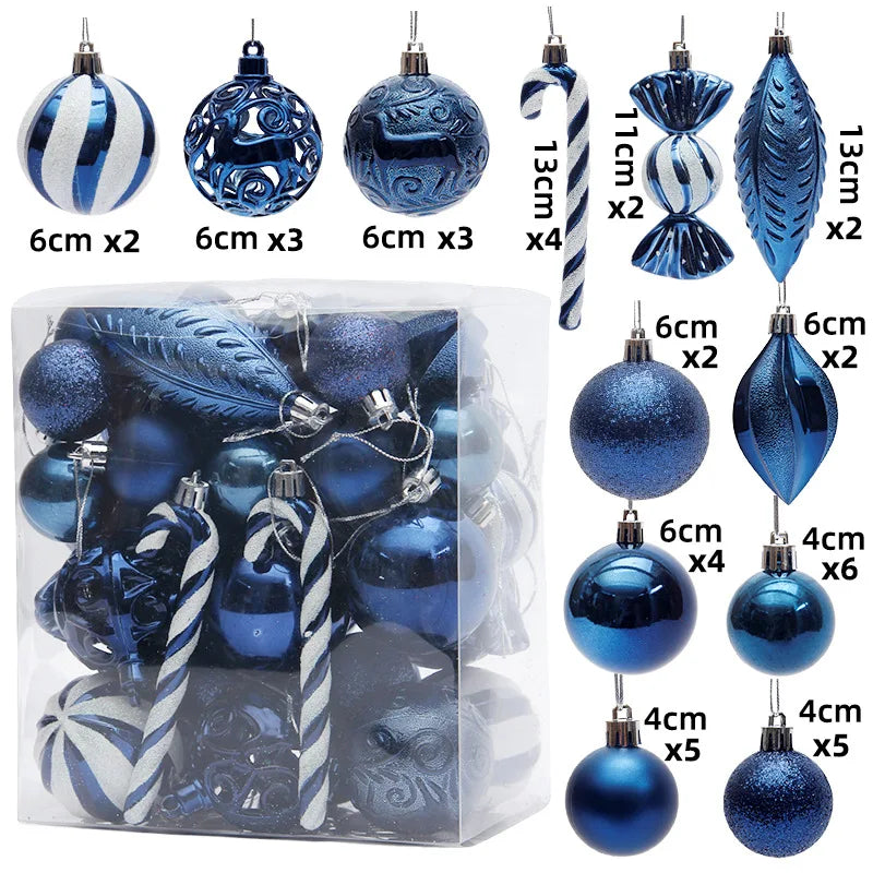 29/40/50pcs Silver Red Special-shaped Christmas Ball Ornaments Christmas Tree Party Decoration Christmas Spheres Pendant New