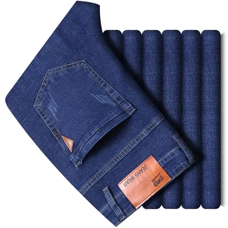 Spring Mens Black Blue Pants Pure Color Stretch Jeans Street Casual Slim Fit Trousers Male Vintage Wash Skinny Jeans for Men - You Offer