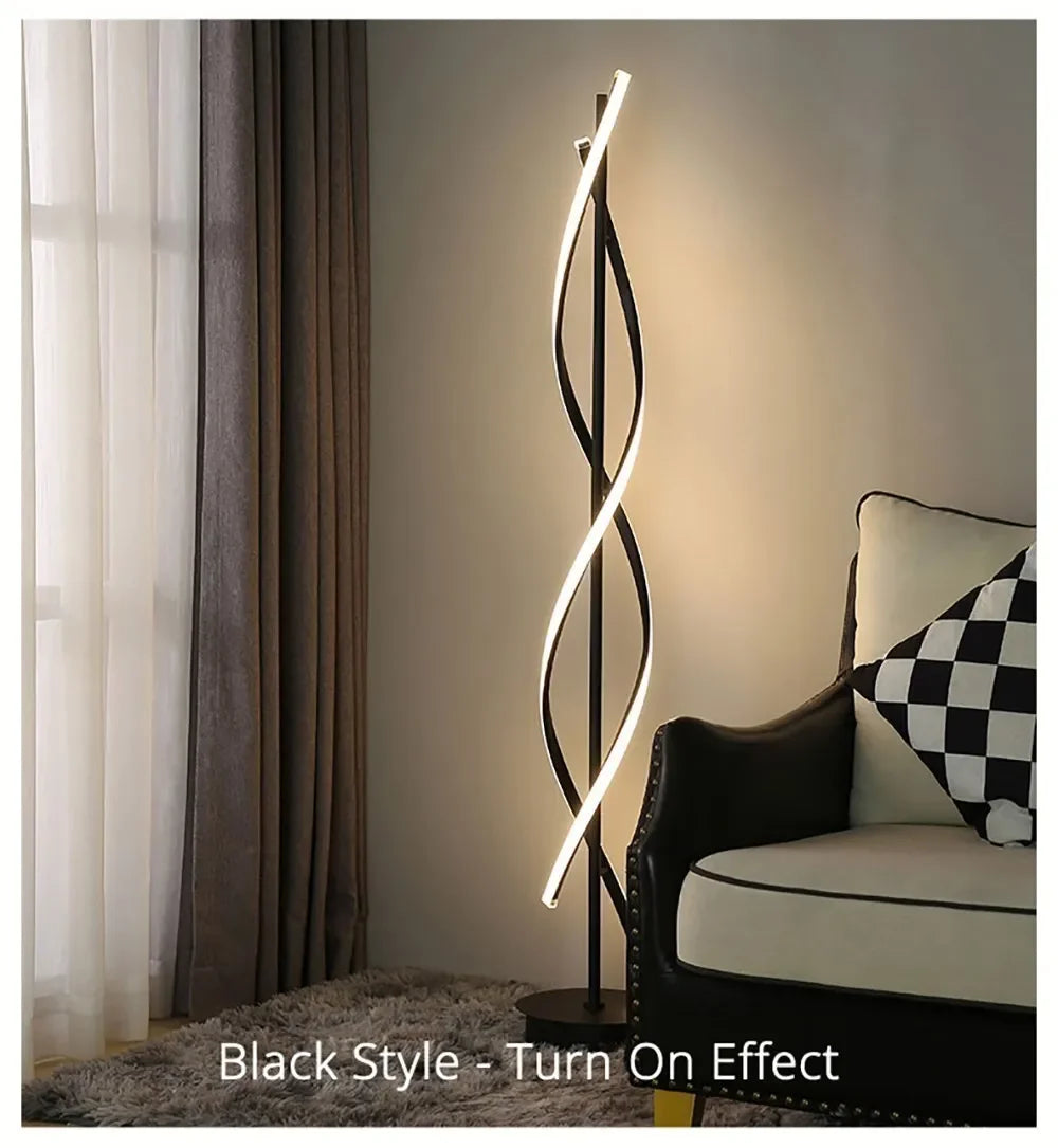 Minimalist creative floor lamp, bedroom living room personalized atmosphere lamp,Nordic minimalist LED circular curve floor lamp