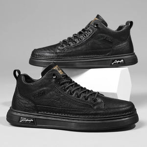 British Leather Men's Casual Shoes Breathable Trendy Handmade Shoes Platform Breathable Shoes Male Walking Shoes Men Black Shoes