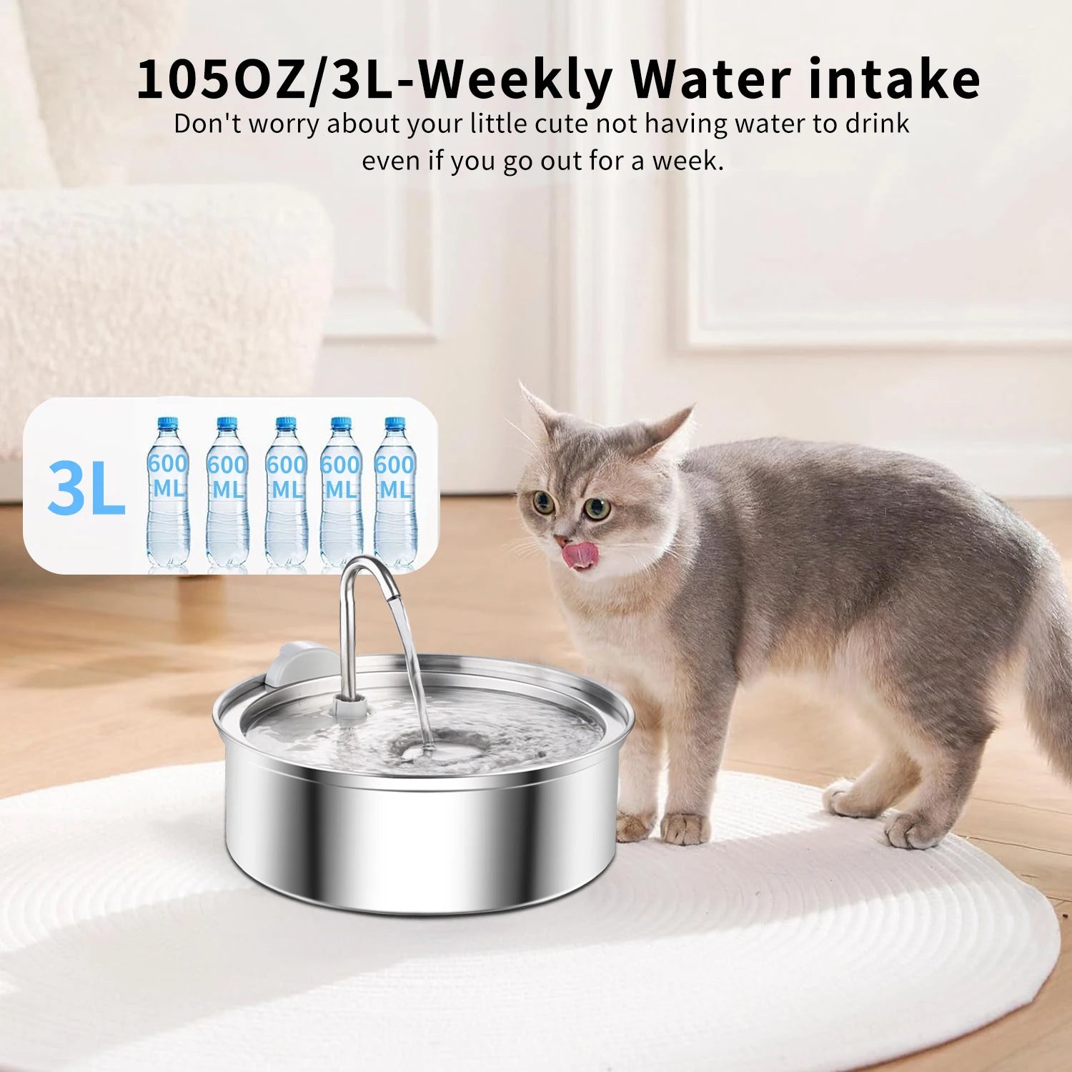 Stainless Steel Cat Water Fountain Automatic Cat Drinker Drinking Fountain For Cats Dogs Pet Water Dispenser Accessories