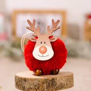 1-10pcs Christmas Felt Elk Hanging Ornaments Cute Reindeer Craft Decorations Xmas Tree Wooden Pendants New Year Party Kids Gifts