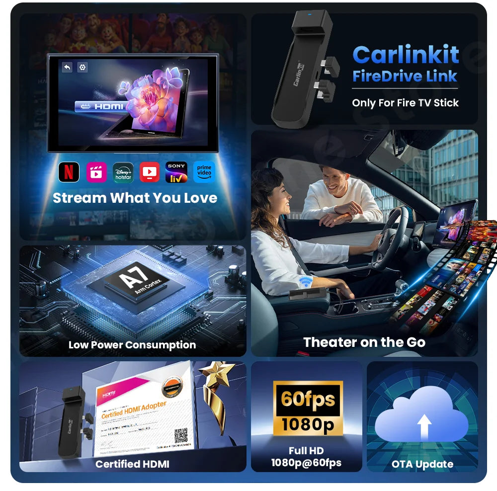 CarlinKit Firedrive Link Wired Carplay to HDMI for Fire Tv Stick Fire Tv Stick Lite HD 4K 4K Max Youtube Netflix Prime Video - You Offer