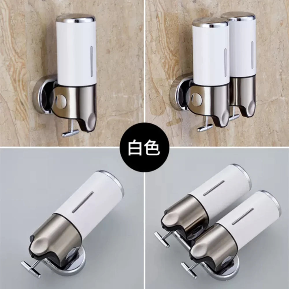 Wall Mounted Shower Dispenser Manual Single/Double Pump Black Shampoo Liquid Kitchen Bathroom Accessory
