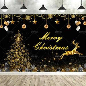 Dewprint Christmas Backdrop Background Banner Fireplace Theme Winter Xmas Tree Indoor Decor Family Holiday Party Portrait Photo