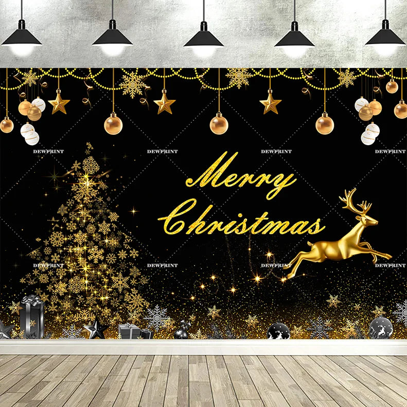 Dewprint Christmas Backdrop Background Banner Fireplace Theme Winter Xmas Tree Indoor Decor Family Holiday Party Portrait Photo