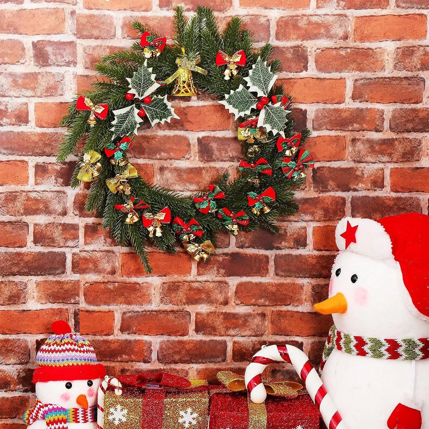 Christmas Mini Bowknot Jingle Bell Xmas Trees Hanging Pendant Small Bow with Bell Ornament DIY Party Gifts New Year Decorations