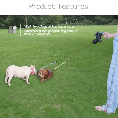 Dual Retractable Dog Leash with Light – Tangle-Free Rope for Walking 2 Dogs - You Offer