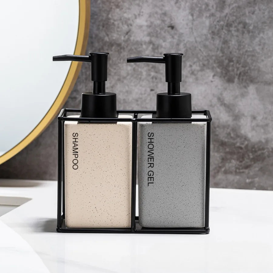 330ml Bathroom Soap 2pcs Ceramics Dispensers Refillable Holder Portable Travel Dispenser Liquid Soap Dispenser Bath Pump Bottle