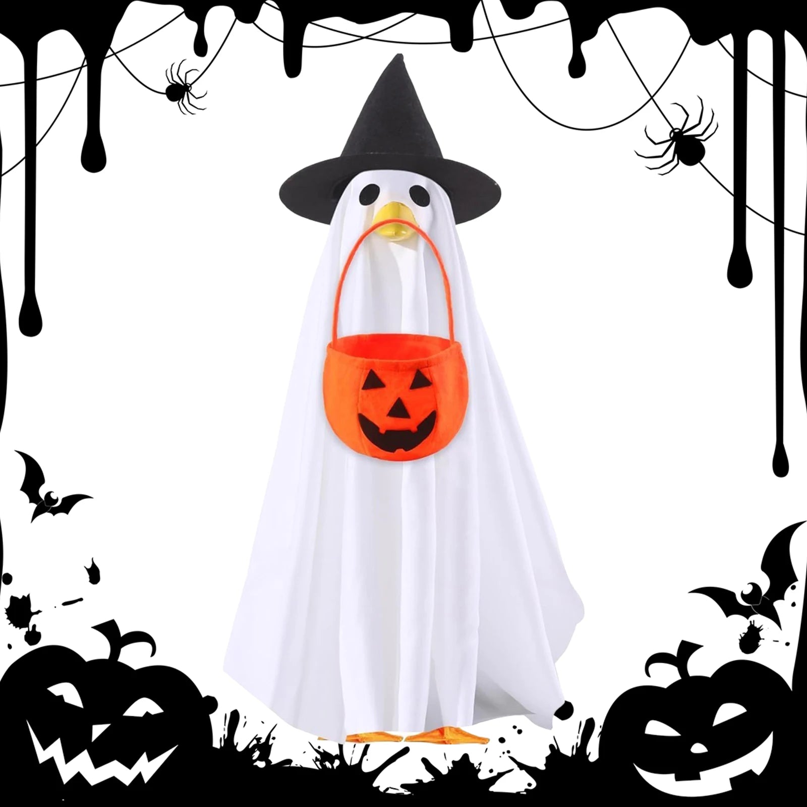Halloween Ghost Porch Goose Outfit Vibrant 23 Inch Lawn Porch Outfit Halloween Goose Shirt Decor for Halloween Garden Party