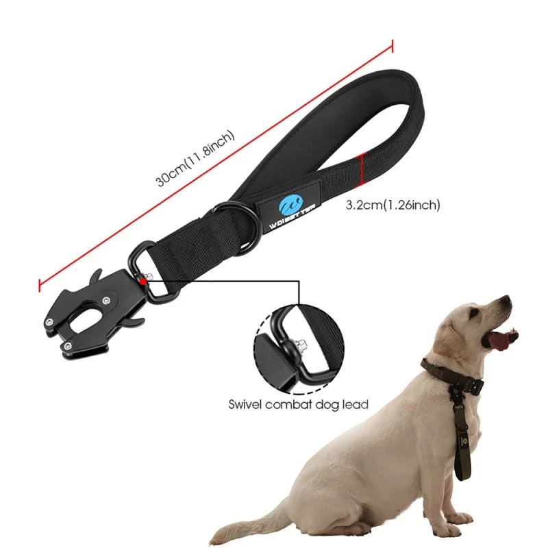 Tactical dog collar leash set leash handle military can dur nylon pit dog, medium large walking training pet accessories