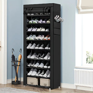 10-Layer Sturdy Shoe Rack - Holds 18-22 Pairs, Dustproof, Adjustable, Space-Saving, Bedroom/Entrance