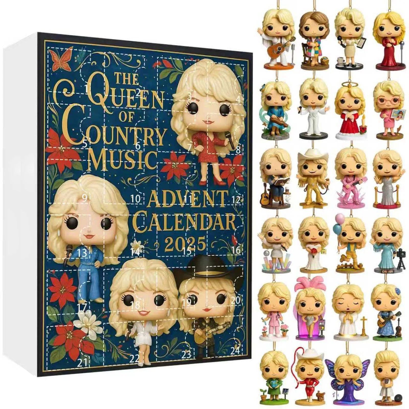 Mini Dolly Advent Calendar Queen of Music Cute Parton Ornaments Countdown Calendar Backpack Pendents Christmas Decorations 2025