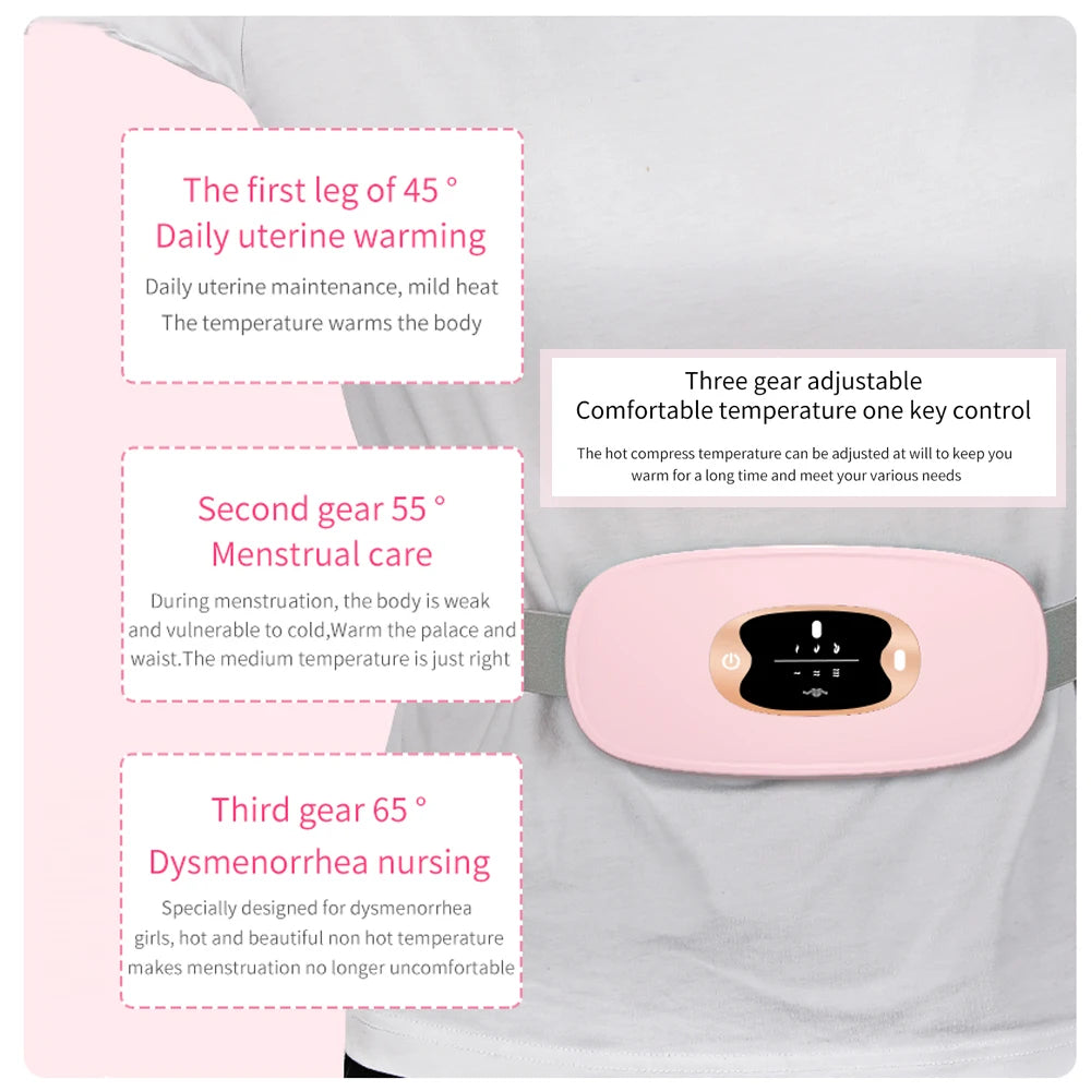 Electric Period Cramp Massager Vibrating Heating Belt for Menstrual Waist Stomach Abdominal Warm Palace Belt - You Offer
