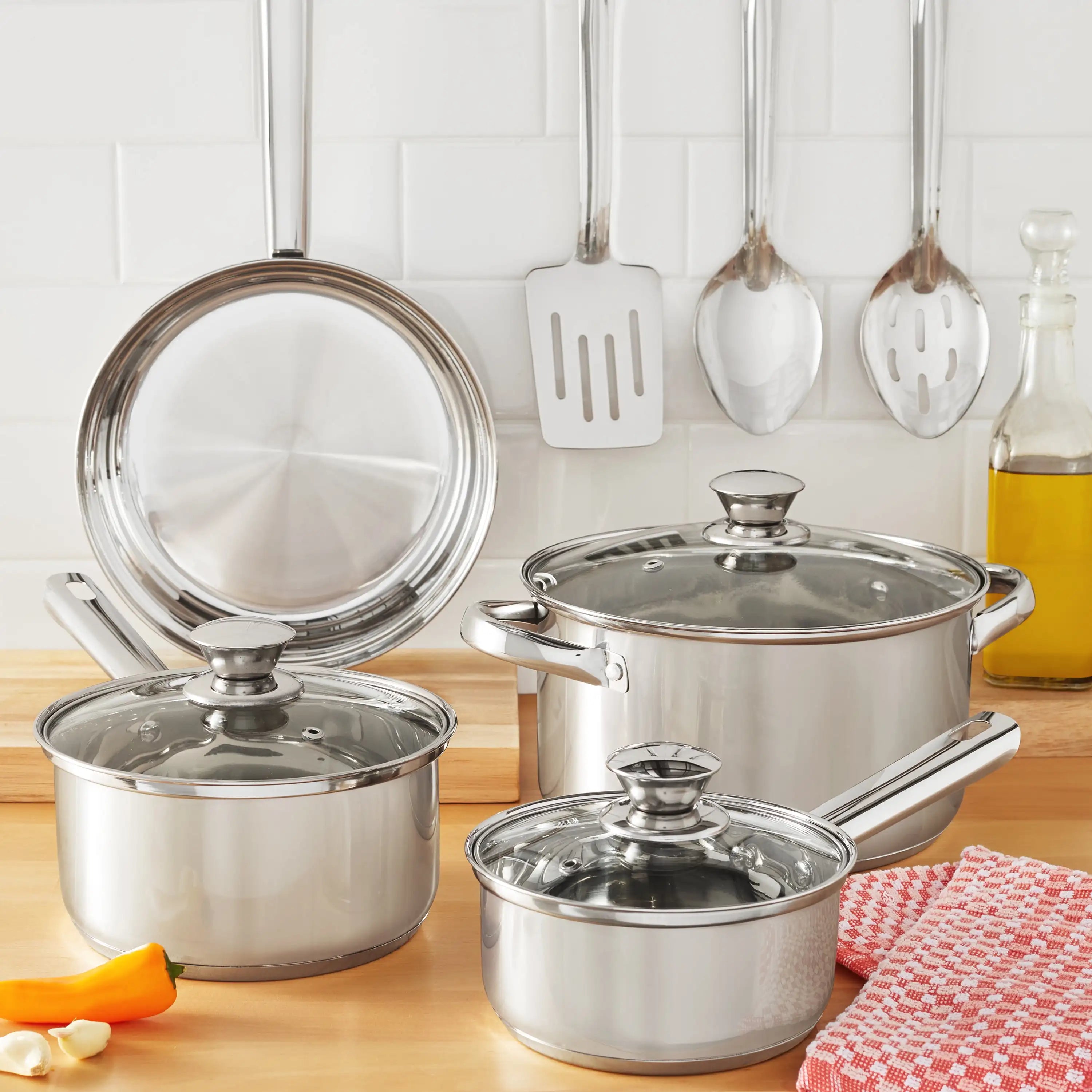 10-Piece Nonstick Stainless Steel Cookware Set for Durability and Style for Everyday Homemaking - You Offer