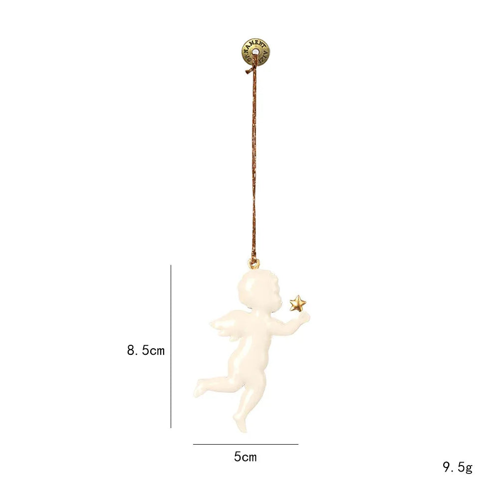 Nordic Christmas Hanging Decoration Cartoon Soldiers Angel DIY Drop Ornaments Double-sides Iron Art Xmas Tree Ornament