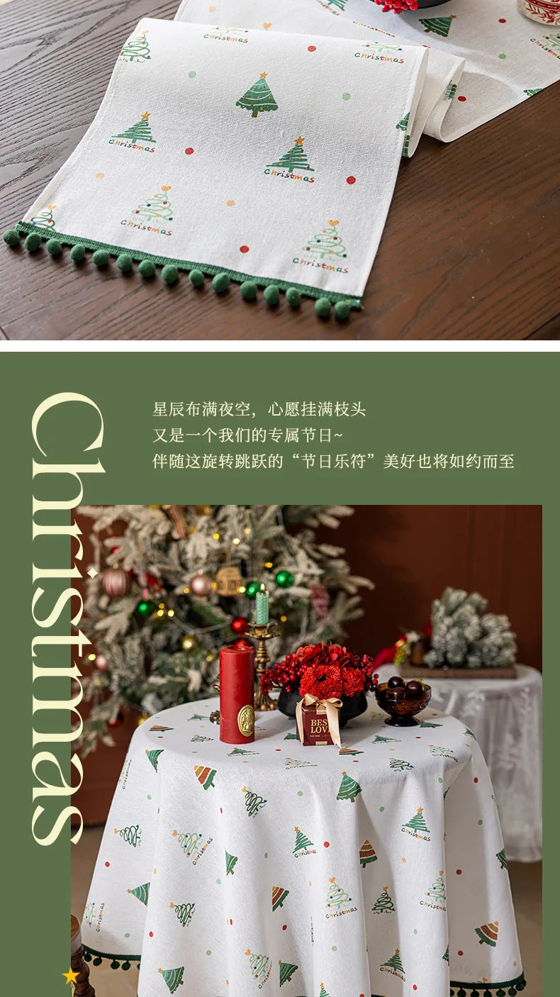 2025 new high-end tablecloth household round table rectangular table festive atmosphere Christmas party tablecloth