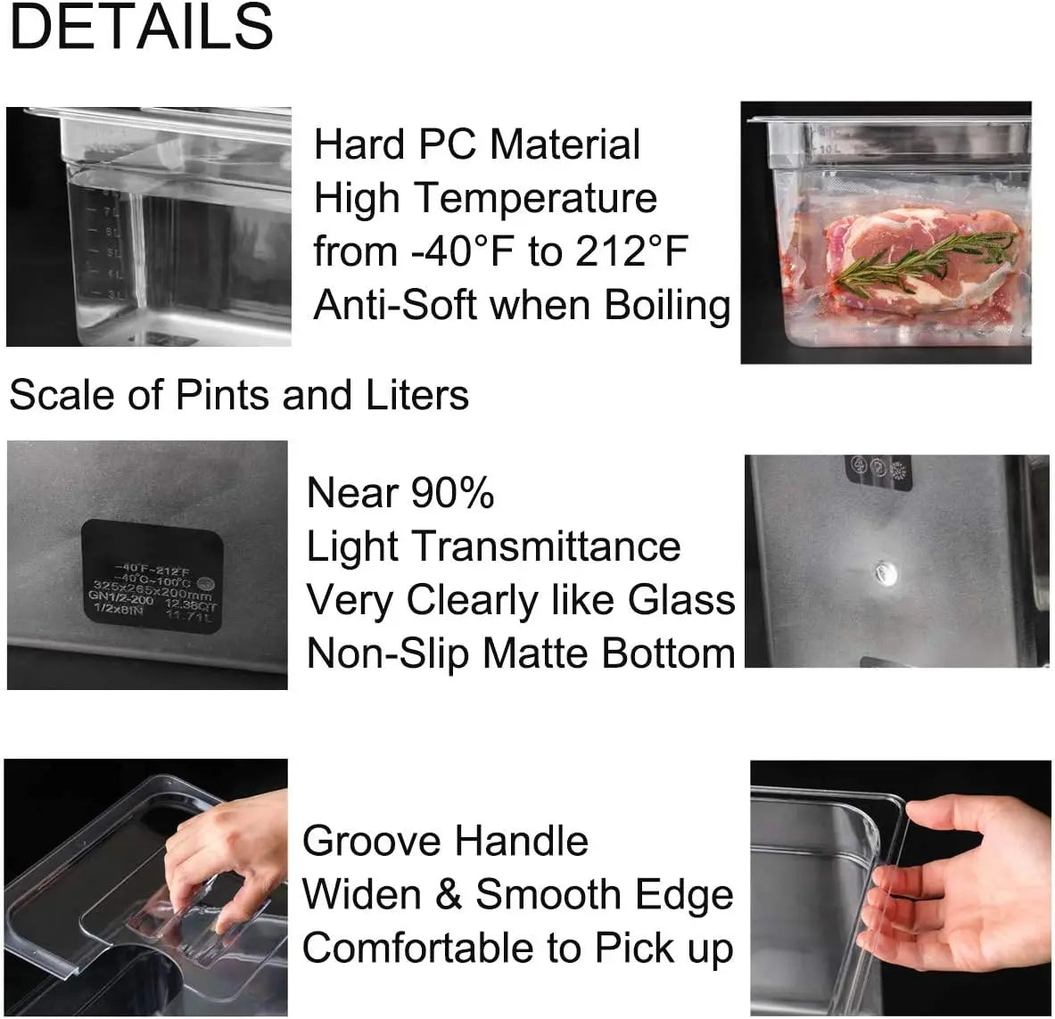11L Sous Vide Slow Stew Pot Cookware Container For Submerged Circulation Sous Vide Accessories For Low-Temperature
