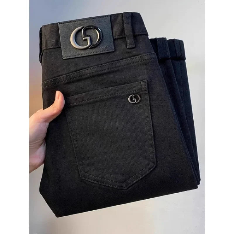 Spring Autumn Men's Elastic Slim Fit Casual Jeans Trendy Loose High End Brand Fashionable Long Trousers Popular Style - You Offer