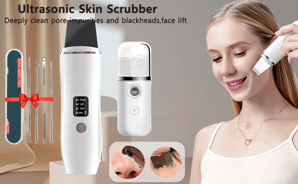 Ultrasonic Skin Scrubber Facial Deep Cleansing Blackhead Remove Ultrasonic Cleansing Cavitation Peeling Shovel Skin Scrubber