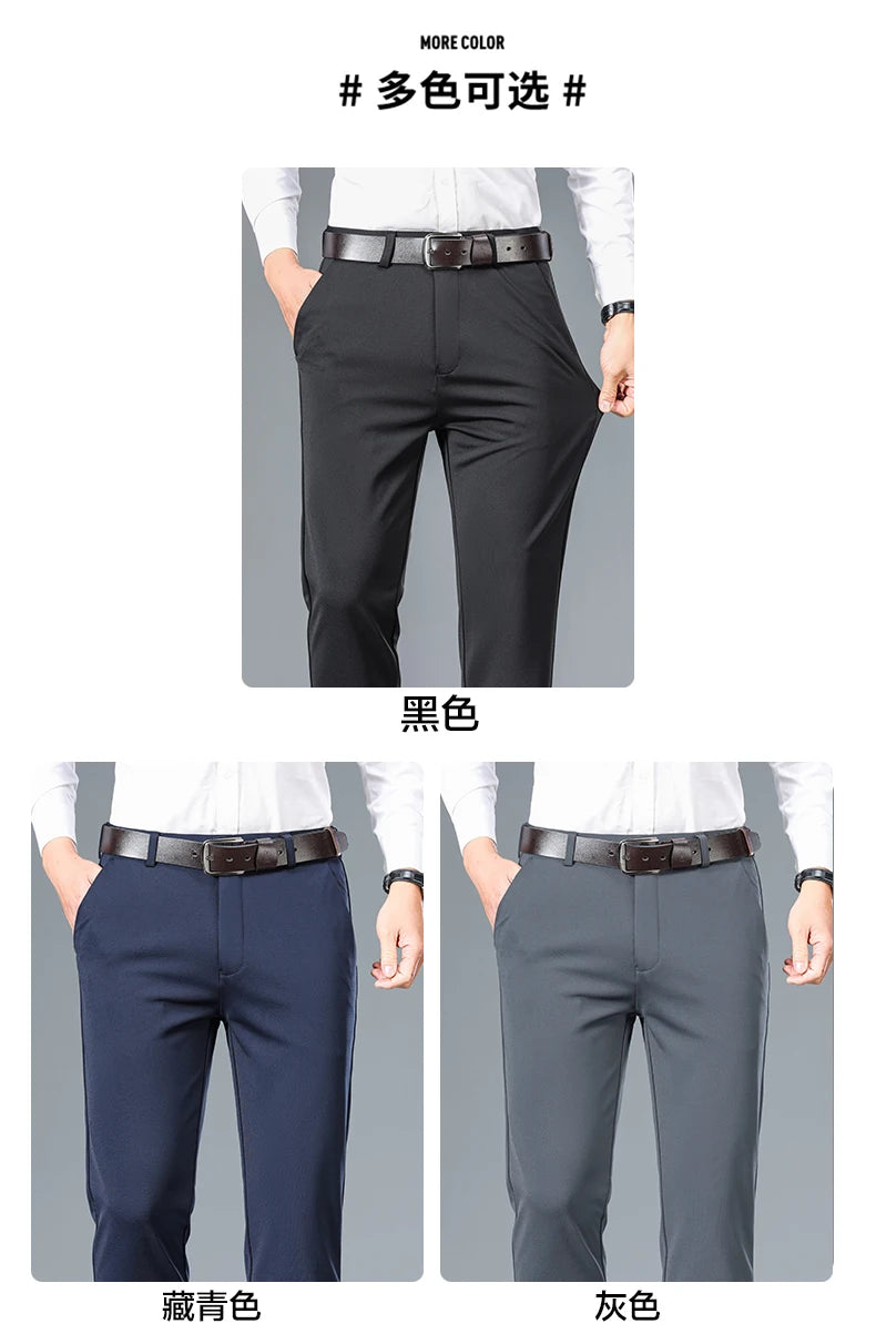 Top Quality New Brand Casual Fashion Long Pants Business Hight Stretch Straight Comfortable Korean Trousers Men Clothing
