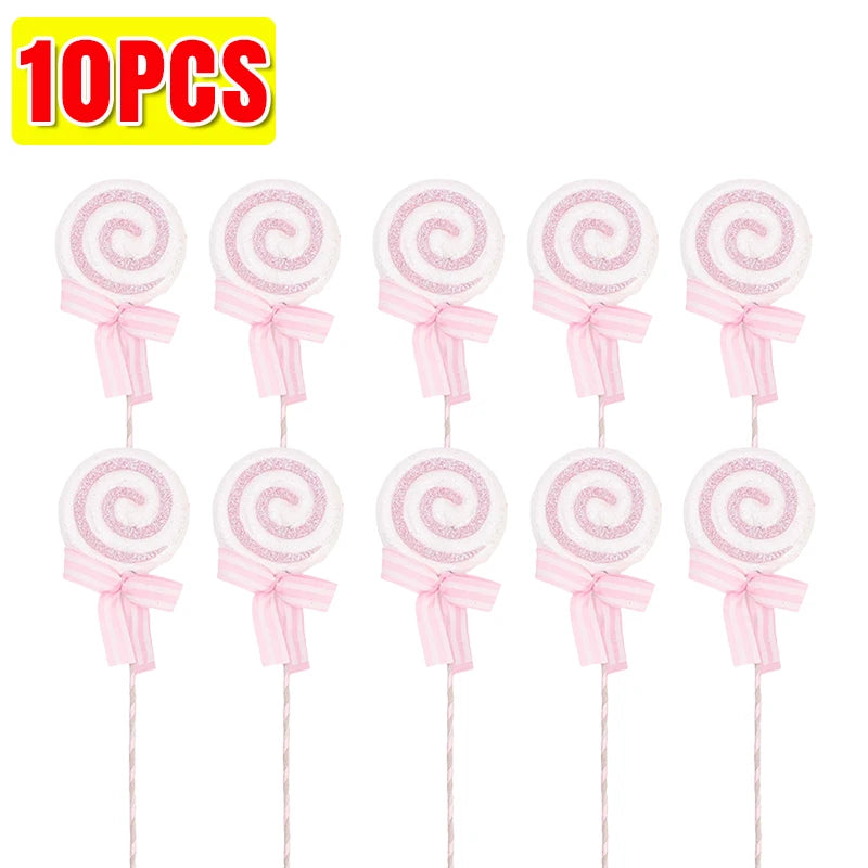 20/1x Christmas Candy Cane Ornaments Plastic Glitter Xmas Tree Hanging Pendants Twisted Crutch Candy Canes New Year Party Favors