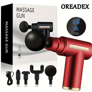 Portable Fascia Massage Gun Deep Tissue Massager Body Muscle Relaxation with LED Touch Screen 4 Replaceable Massage Heads - You Offer