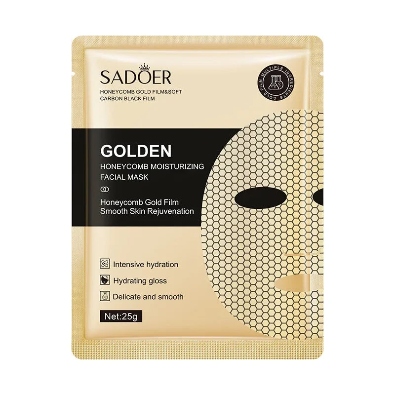 10 Pieces Golden Honeycomb Facial Mask Oil Control Moisturizing Brightening Skin Tone and Soft Skin for All Kinds Skins