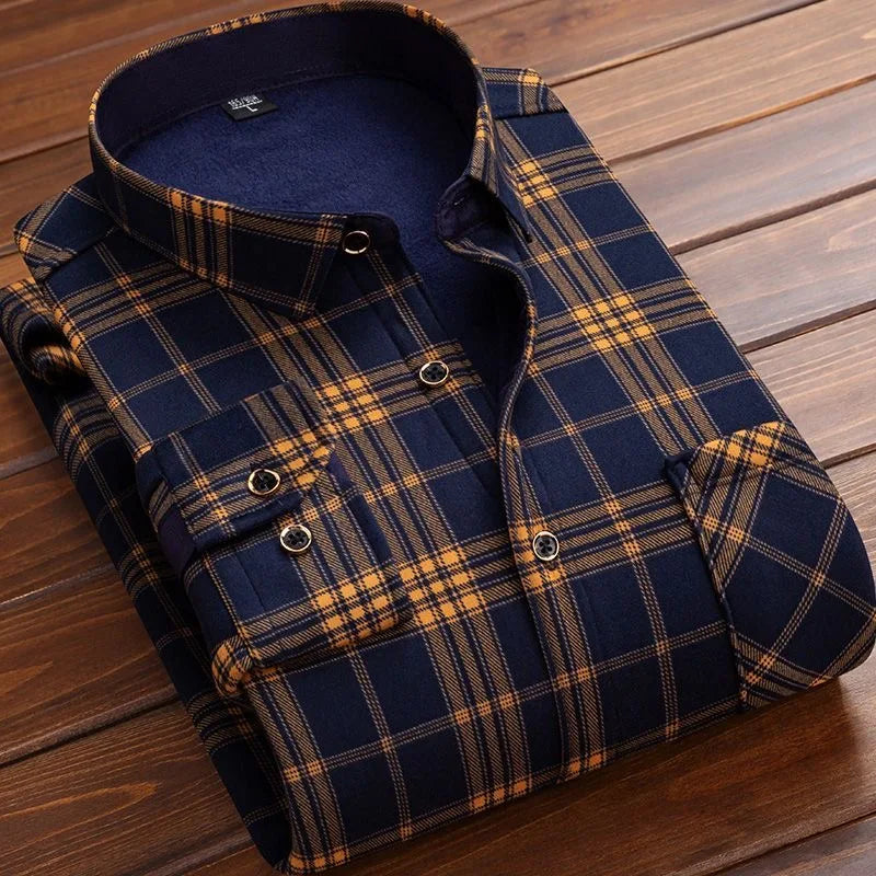 Autumn and Winter New Fashionable Plush Thick Warm Checkered Shirt for Men's Casual Loose Sports Large Size High Quality Shirt