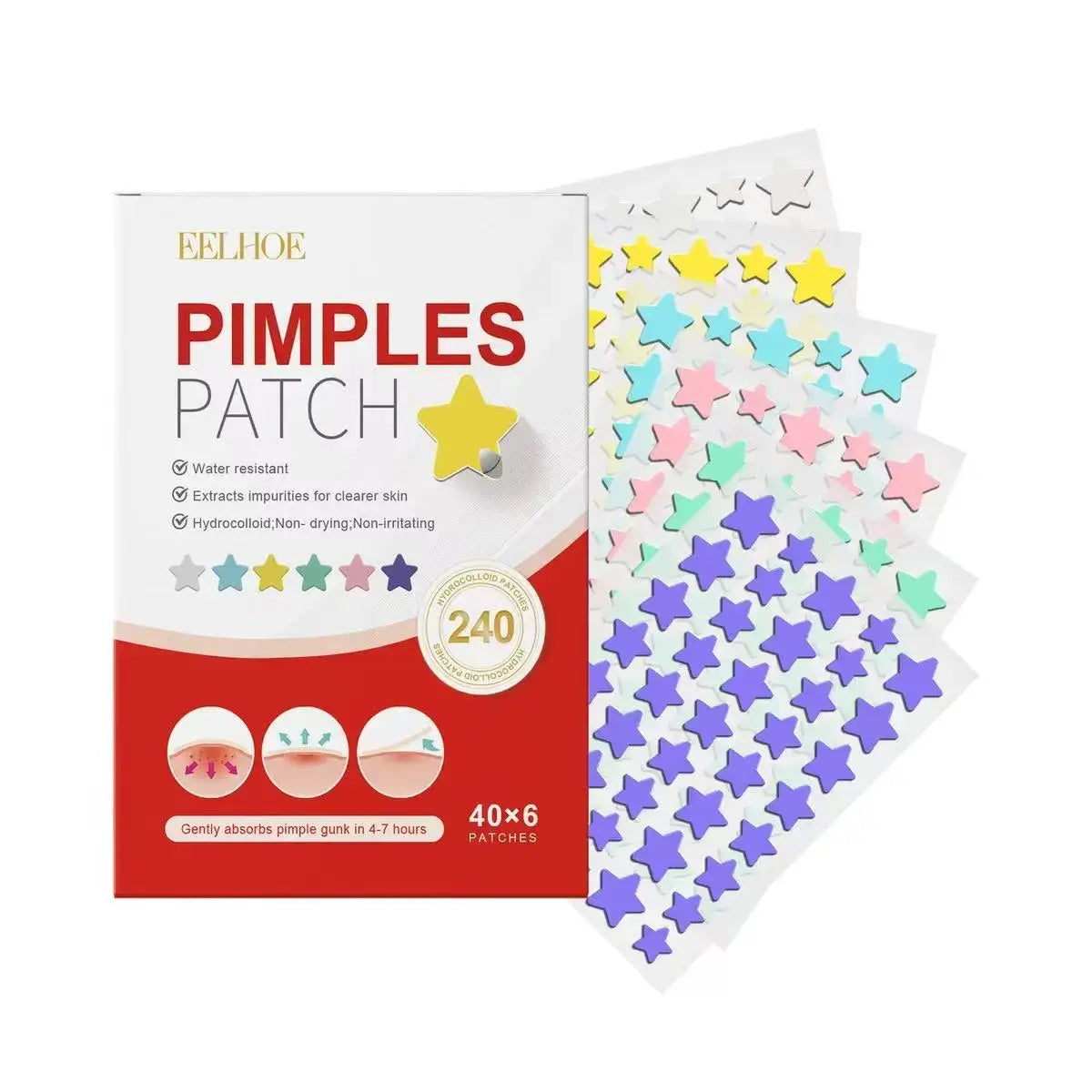 240pcs New Pimple Patch Acne Patches Heart/Star/Flower/Round Shape Acne Dots Patches Moisturizes for Covering Zits and Blemishes