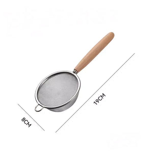 1/3pcs Kitchen baking steel flour sieve kitchen soy milk juice filter sieve filter oil spoon hand-held binaural mesh colander