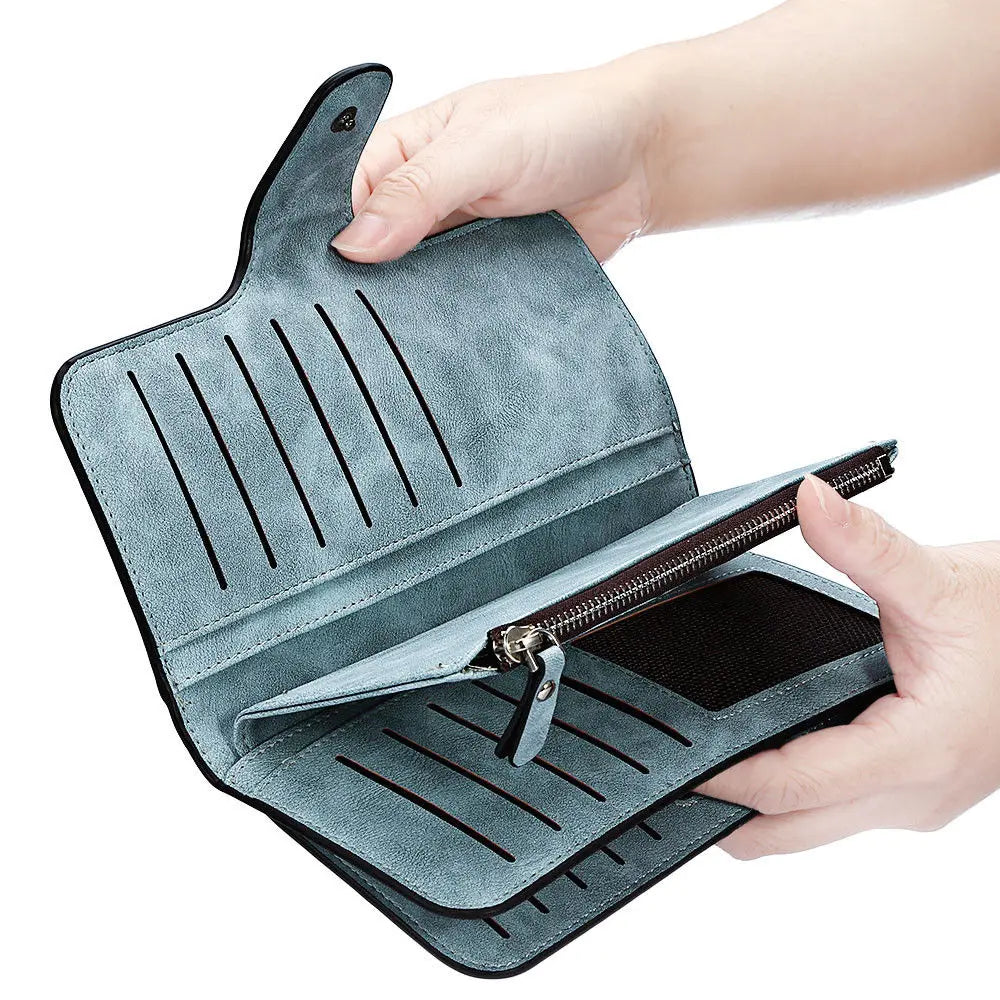 Long Wallet For Women Large Capacity Trifold Credit Card Holder Organizer Clutch Cellphone Handbag - You Offer