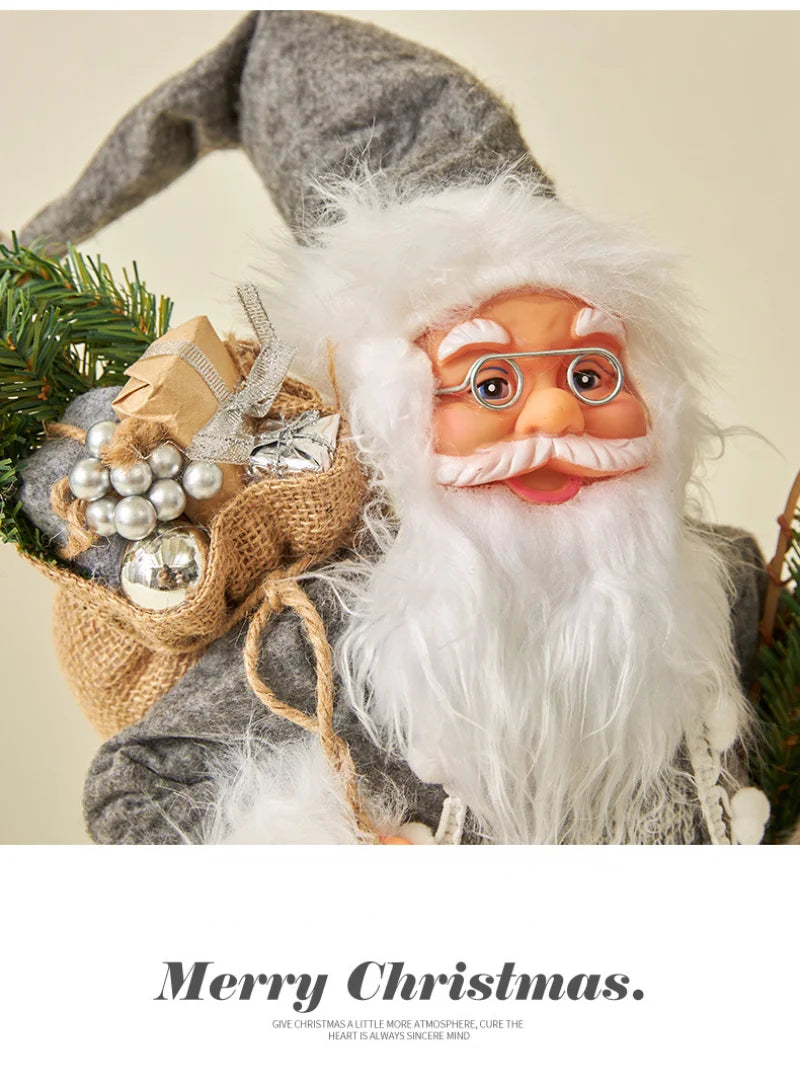 60cm Large Santa Claus Merry Christmas Decorations for Home Happy New Year 2023 Fabric Knitting Clothes Doll Window Decor