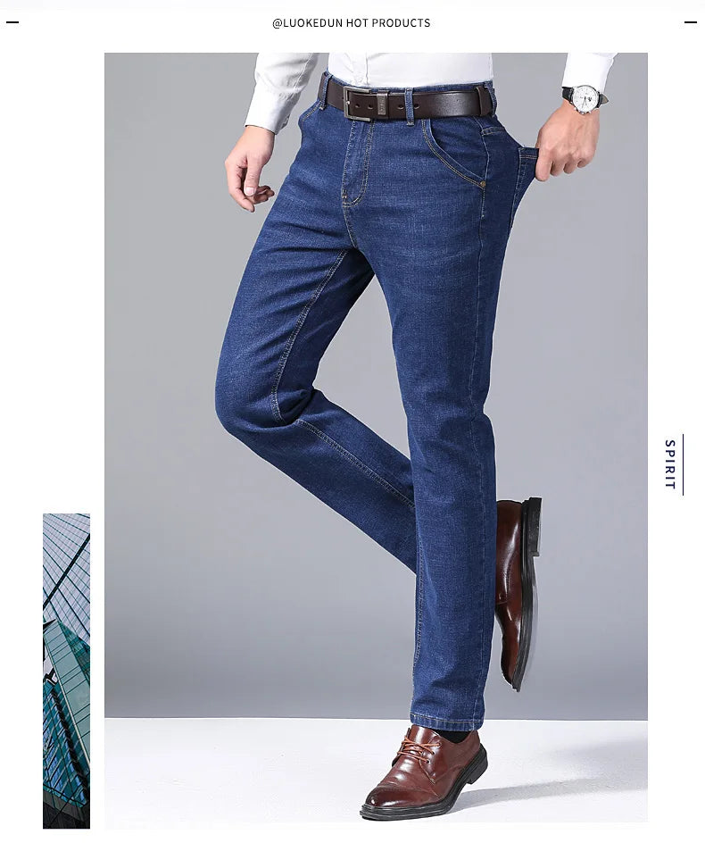2025 New Men's Lightweight Slim Fit Pants, Comfortable and Soft, Business and Fashionable Straight Leg Casual Denim Pants - You Offer