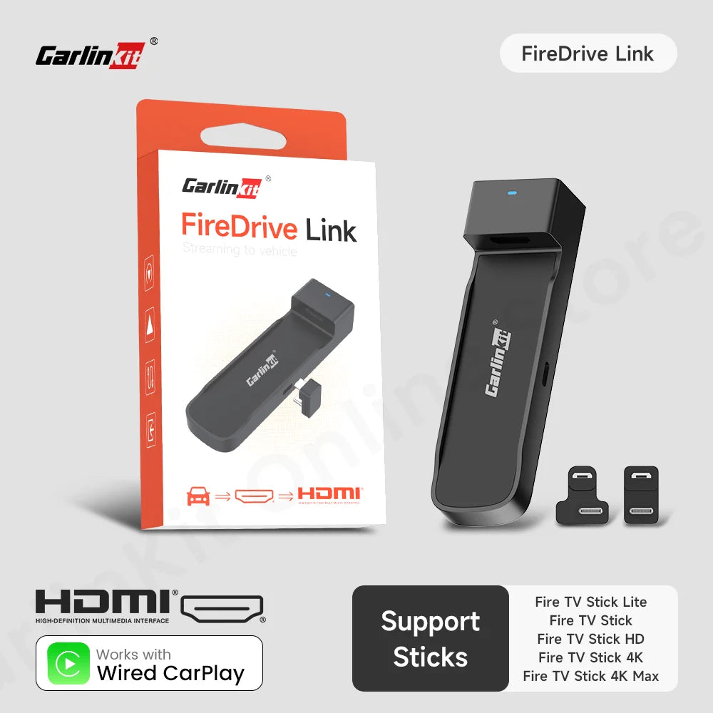 CarlinKit Firedrive Link Wired Carplay to HDMI for Fire Tv Stick Fire Tv Stick Lite HD 4K 4K Max Youtube Netflix Prime Video - You Offer
