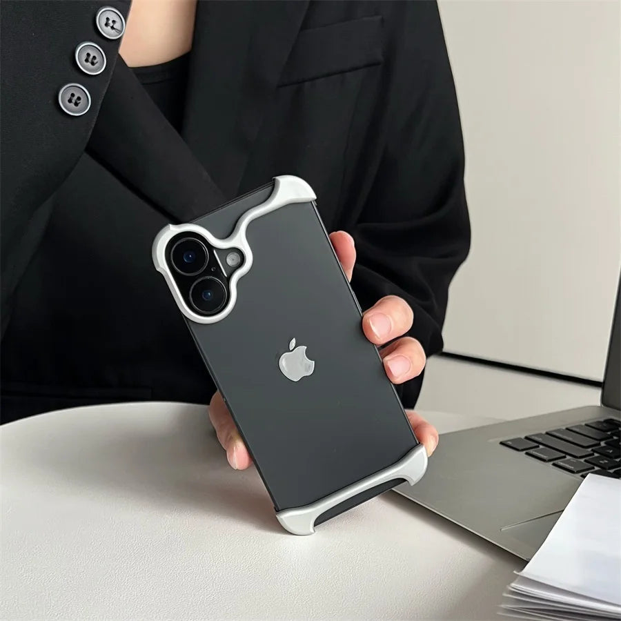 Arc Case Luxury Aluminum Metal Bumper Phone Pulse Case For IPhone13 14 15 16 17 Air Pro Max 16Pro Plus Lightweight Phone Cover